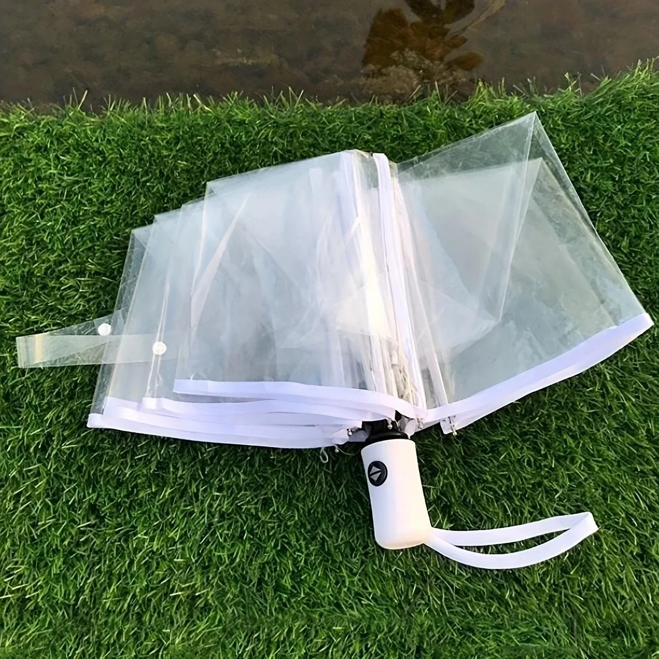 parapluie pliable transparent, portable, esprit, entièrement existent, Étanche à la pluie, 3 plis, 1pc parapluie pliable transparent, portable, esprit, entièrement existent, Étanche à la pluie, 3 plis, 1pc