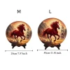 peintures décoratives de l'année du cheval, ornement rond en bois, cadre photo, décorations porte bonheur, ornement de bureau amusant pour le bureau