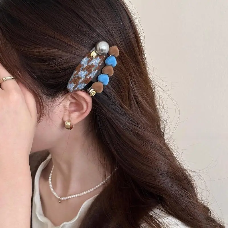 Épingles à cheveux à carreaux pour femmes et filles, 2 pièces, barrettes d'ornement de cheveux doux, pince à cheveux, accessoires de mode Épingles à cheveux à carreaux pour femmes et filles, 2 pièces, barrettes d'ornement de cheveux doux, pince à cheveux, accessoires de mode