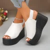 2025 été nouvelle mode bout ouvert sexy pente talon fond épais décontracté simple grandes femmes sandales à talons hauts 35 43