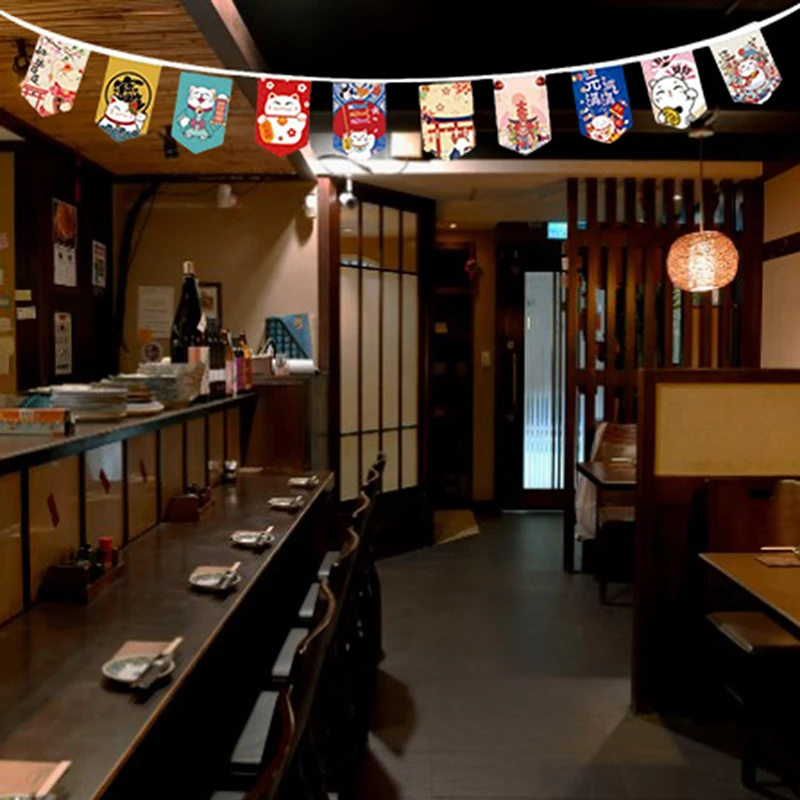 style japonais chat chanceux suspendus chaîne drapeau banderoles bannière sushi izakaya restaurant anniversaire décoration de fête de mariage style japonais chat chanceux suspendus chaîne drapeau banderoles bannière sushi izakaya restaurant anniversaire décoration de fête de mariage