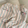 bas de sommeil à rayures pour femmes, vêtements de nuit décontractés pour la maison, vêtements de nuit respirants, pleine longueur, fjall match simple ulzzang mujer, été