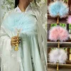 Éventail pliant en plumes lolita, nickel é japonais, sombre, gothique, danse de cour, éventail à main, accessoires de fête de mariage
