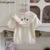 vestes japonaises mignonnes pour femmes, à capuche, manches courtes, vêtements d'extérieur d'été, hauts y2k, tunique à fermeture éclair, manteaux de mode de dessin animé, 2025 ropa mujer