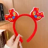 Bandeau rouge pour bonne année, danse du Lion, poupée Dragon de Style chinois, mascotte du nouvel an, couvre-chef pour enfant, 2024