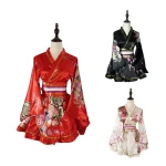 Robe Kimono traditionnelle japonaise pour femmes, Sakura Yukata Haori japonais Kawaii pour filles, Costumes de spectacle sur scène Cosplay Anime Robe Kimono traditionnelle japonaise pour femmes, Sakura Yukata Haori japonais Kawaii pour filles, Costumes de spectacle sur scène Cosplay Anime