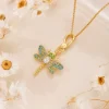 collier libellule en diamant émail exquis, 1 pièce, design, accessoires de décoration de pull mignon, bijoux cadeau de fête de noël
