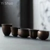 Tasse en céramique rétro en grès à dorure, tasse de dégustation de thé faite à la main, four japonais, tasse de thé cuit, tasse de service à thé, tasse de maître, bols de tasse à thé Tasse en céramique rétro en grès à dorure, tasse de dégustation de thé faite à la main, four japonais, tasse de thé cuit, tasse de service à thé, tasse de maître, bols de tasse à thé