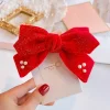 ornement de nœud de velours doré rouge pour femmes et filles, épingles à cheveux de bébé, pinces à cheveux coréennes, épingles à cheveux de cow boy, accessoires de noël et du nouvel an