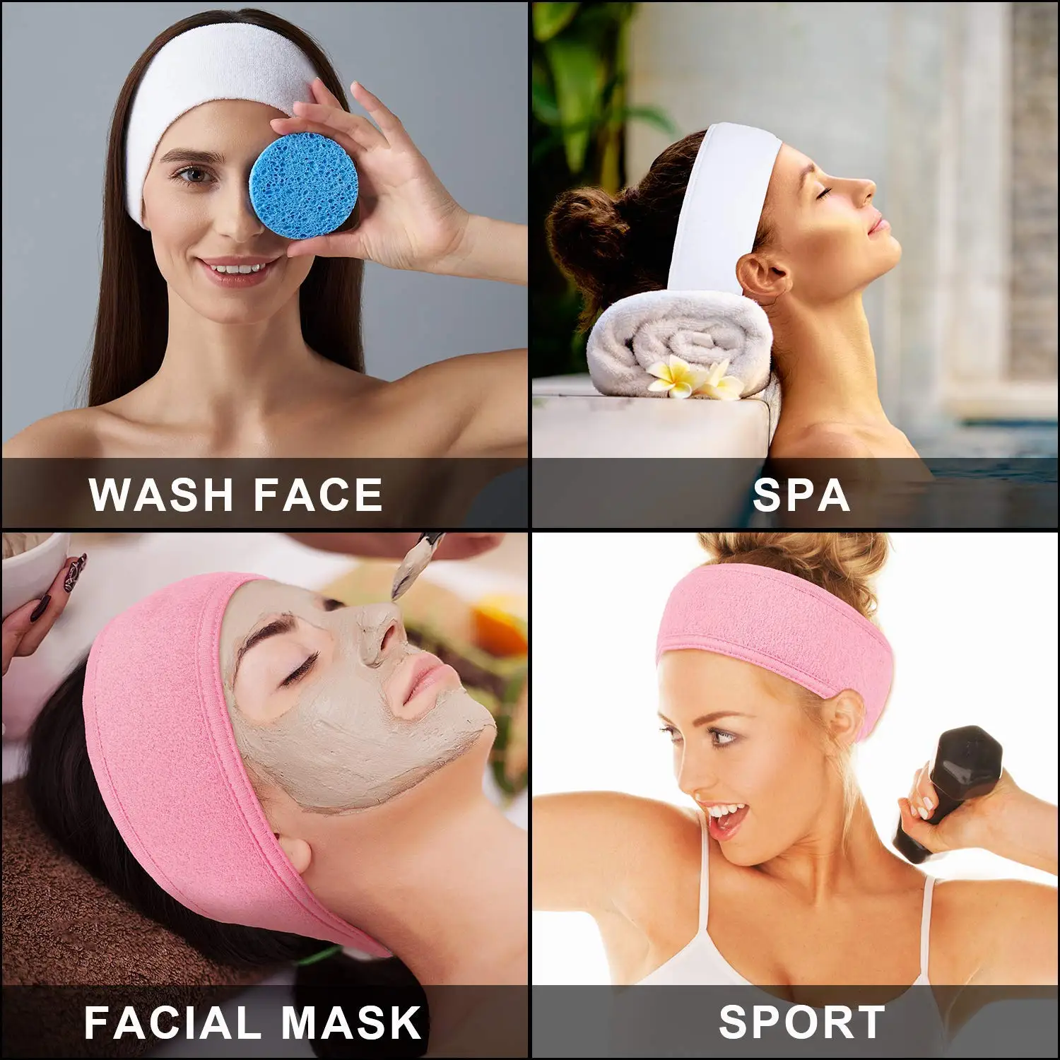 bandeau réglable pour femmes, large bandeau pour spa, yoga, bain, douche, maquillage, lavage du visage, cosmétique, éponge douce, accessoires pour cheveux bandeau réglable pour femmes, large bandeau pour spa, yoga, bain, douche, maquillage, lavage du visage, cosmétique, éponge douce, accessoires pour cheveux