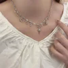 collier chic avec pendentif en cristal et zircon pour femmes et filles, chaîne de clavicule, accessoires esthétiques y2k, à la mode