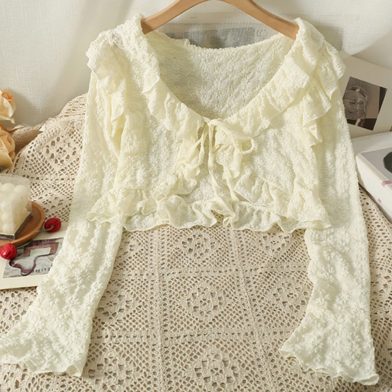 vestes à lacets à col en v pour femmes, kawaii, design populaire, campus loisirs, protection solaire confortable, style japonais, décolmétrage tendance, attrayant vestes à lacets à col en v pour femmes, kawaii, design populaire, campus loisirs, protection solaire confortable, style japonais, décolmétrage tendance, attrayant