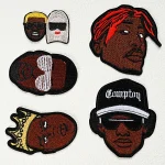 Patchs brodés de bande de chanteur noir, badge commémoratif de chanteur de couronne, fer sur le sac à dos, patchs de décoration de bricolage, hip hop Patchs brodés de bande de chanteur noir, badge commémoratif de chanteur de couronne, fer sur le sac à dos, patchs de décoration de bricolage, hip hop