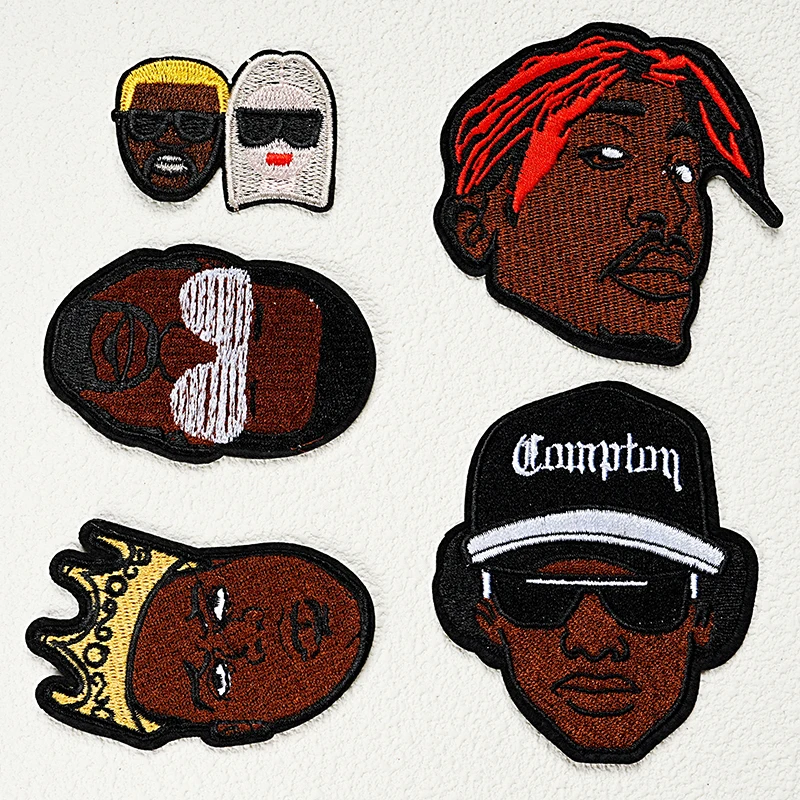 Patchs brodés de bande de chanteur noir, badge commémoratif de chanteur de couronne, fer sur le sac à dos, patchs de décoration de bricolage, hip hop Patchs brodés de bande de chanteur noir, badge commémoratif de chanteur de couronne, fer sur le sac à dos, patchs de décoration de bricolage, hip hop