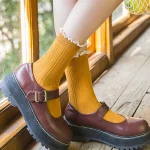 Chaussettes à volants en dentelle pour femmes, 9 couleurs, japonais, coréen, Harajuku, Streetwear rétro, Kawaii, mignonnes, JK Lolita, jaunes Chaussettes à volants en dentelle pour femmes, 9 couleurs, japonais, coréen, Harajuku, Streetwear rétro, Kawaii, mignonnes, JK Lolita, jaunes