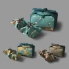sacs de tasse de thé avec cordon de serrage sac en tissu pliable imprimé de style chinois, sac de voyage scénique théière service à thé organisateur de stockage
