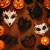 masques sanglants demi visage d'halloween, masque de fête de crâne d'anime, accessoire squelette féroce tigre fourchette de nuit tengu homme loup cosplay décor de fête