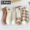 5 paires de chaussettes à la cheville en forme d&rsquo;ours en peluche, chaussettes courtes confortables et mignonnes, bas et bonneterie pour femmes