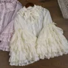 rose japon lolita manches évasées doux nœud chemises y2k esthétique slash cou dentelle patchwork blouse femmes ample grunge à volants blusas
