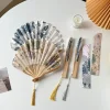 Éventail pliant en soie de style japonais chinois, éventails de mariage, cadeaux artistiques, éventail à main de danse, éventails de fleurs pliants en bambou vintage