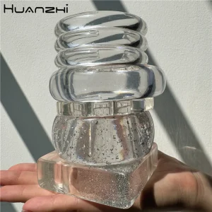 HUANZHI Vintage Transparent résine géométrique Bracelet asymétrique large Vintage personnalisé clair Bracelet femmes bijoux cadeau