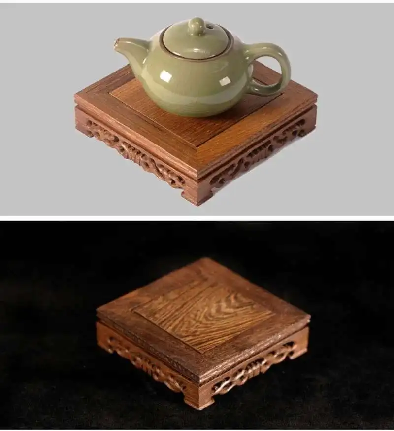 plateau à thé rétro en bois, table délicate, petites bases de théière carrées, décor de vase, socle de bonsaï en bois massif, plateau de service de base en bois plateau à thé rétro en bois, table délicate, petites bases de théière carrées, décor de vase, socle de bonsaï en bois massif, plateau de service de base en bois