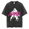 anime japonais nana osaki imprimé vintage lavé t shirt harajuku streetwear graphique t shirt été à manches courtes coton t shirt