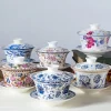 gaiwan en porcelaine de grande capacité pour voyage, bol de couverture, tasse à thé chinoise gai wan avec couvercle et soucoupe, ensemble puer, céramique, 350 ml