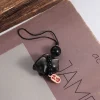 argent obsidienne chat chanceux chat tresse corde pendentif pierre adorable sac breloques tissage corde bonne fortune voiture porte clés petits cadeaux