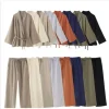 Combinaison pantalon drapée de style kimono pour femme, jambe droite, sensation multi-documents, vêtement double face, conception transfrontalière, printemps, nouveau, 2024 Combinaison pantalon drapée de style kimono pour femme, jambe droite, sensation multi-documents, vêtement double face, conception transfrontalière, printemps, nouveau, 2024