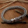 bracelets vintage en argent 925, chaîne en os de dragon, tissage pour femmes et hommes, double boucle à chaînes, peut porter des bijoux de banquet