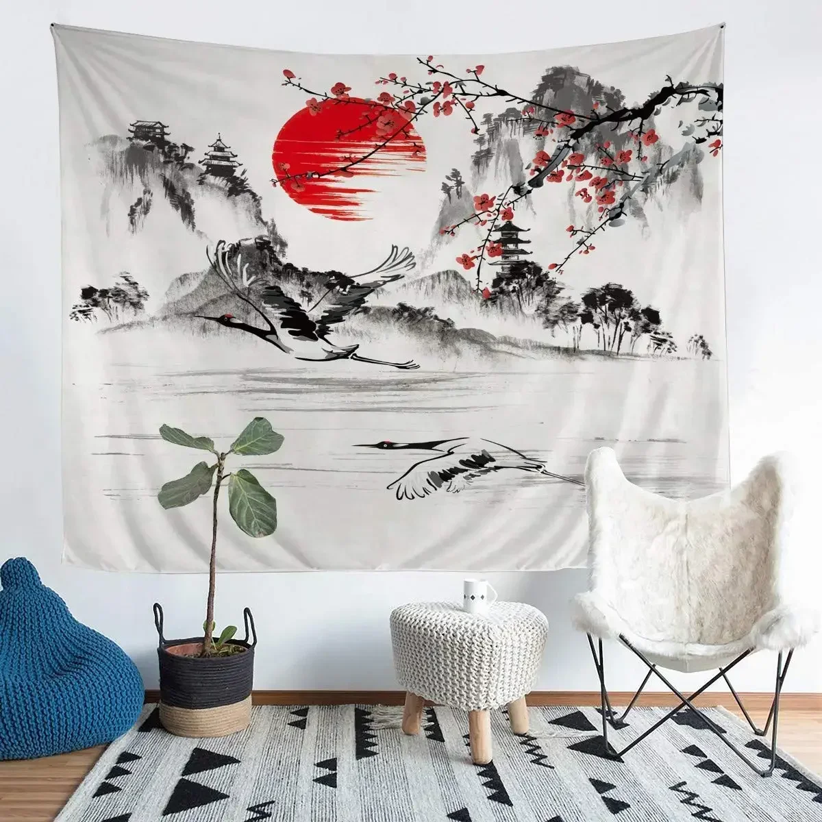 tapisserie alberoise asiatique sans fleurs, tapisserie japonaise, tapisseries de paysage naturel pour chambre à coucher, salon, décoration de maison tapisserie alberoise asiatique sans fleurs, tapisserie japonaise, tapisseries de paysage naturel pour chambre à coucher, salon, décoration de maison