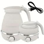 Théière Chauffe-Eau Pliable et Portable en Gel de Silice, Bouilloire Électrique pour Voyage et Maison, 0.6L, 600W, 110/220V