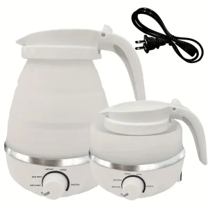 Théière Chauffe-Eau Pliable et Portable en Gel de Silice, Bouilloire Électrique pour Voyage et Maison, 0.6L, 600W, 110/220V