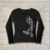 vintage goth emo fille harajuku manches longues t shirt femmes streetwear haut moulant été haute rue fille hauts courts 90s rue