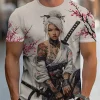 sakura samouraï motif hommes t shirt japonais anime à manches courtes t shirt harajuku hauts été hommes surdimensionné vêtements de sport