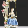 décoration artisanale en céramique de style européen, balançoire de palais, ornement pour femmes occidentales