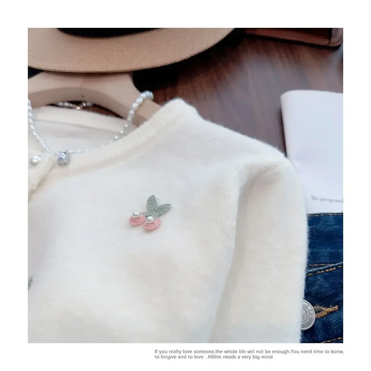 harajuku cerise broderie cardigan pull tricot veste mode coréenne décontracté à manches longues fille esthétique pull femmes kawaii harajuku cerise broderie cardigan pull tricot veste mode coréenne décontracté à manches longues fille esthétique pull femmes kawaii
