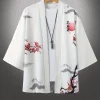 kimono unisexe avec personnage de samouraï, hauts à la mode, cardigan décontracté, tenue yukata, streetwear japonais, vêtements traditionnels