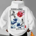 Japon Ukiyoe Sakura & Big Wave Kanagawa imprimer hommes femmes sweat à capuche automne hiver quotidien Fitness décontracté ample chaud vêtements de sport