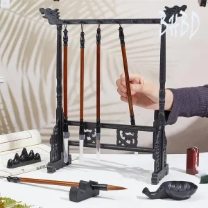 BHBD-porte-pinceau de calligraphie chinoise-cadre en plastique à 12 broches avec conception sculptée pour la peinture Sumi et la calligraphie japonaise