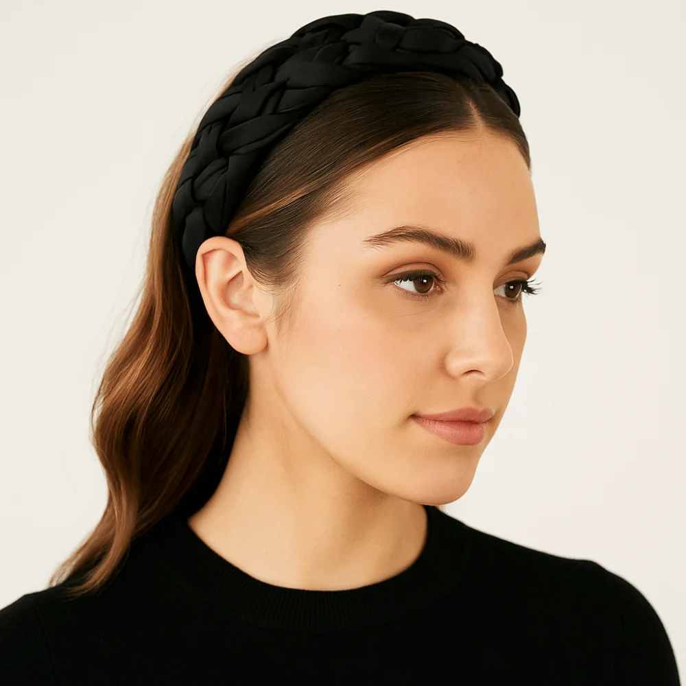 mode satin tressé bandeau large épaissi noir bandeau style coréen rembourré conception femmes tête cerceau coiffure mode satin tressé bandeau large épaissi noir bandeau style coréen rembourré conception femmes tête cerceau coiffure