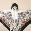 chapeau foulard en soie satinée pour vacances, avec bord imprimé, chapeau de soleil et bandeau, écharpe carrée élégante 2 en 1