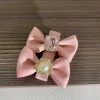 barrette coréenne élégante avec nœud en perles et strass, pince à cheveux de luxe avec frange latérale pour femmes, accessoires pour cheveux chics