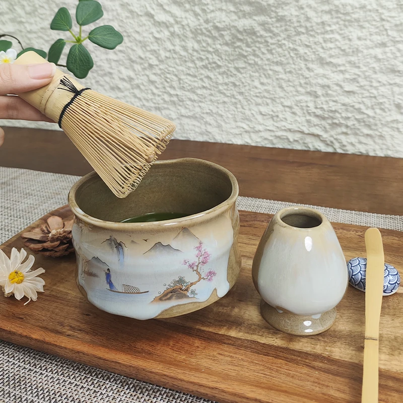 ensemble matcha japonais avec bol en céramique, fouet matcha cuillère à café, cadeaux pour amoureux du thé, outils de préparation du thé, accessoires 8 pièces ensemble matcha japonais avec bol en céramique, fouet matcha cuillère à café, cadeaux pour amoureux du thé, outils de préparation du thé, accessoires 8 pièces