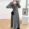 robe de bal en tricot violet pour femmes, haute qualité, liquidation, confortable, élégante, coréenne, harajuku y2k, robes de soirée au crochet pour femmes
