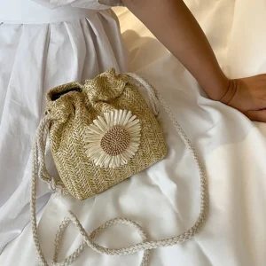 Sacs de plage en paille brodés de fleurs pour dames, sacs à main à bandoulière en dentelle pour le voyage, proximité Sacs de plage en paille brodés de fleurs pour dames, sacs à main à bandoulière en dentelle pour le voyage, proximité