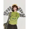 harajuku rayé t shirts femmes vintage streetwear imprimé patchwork culture hauts automne y2k grunge à manches longues mince conception t shirts nouveau