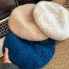 bérets tricotés pour femmes, rétro bleu coréen, design de trous de personnalité, automne hiver, chaud, décontracté, polyvalent, chapeaux de peintre littéraire