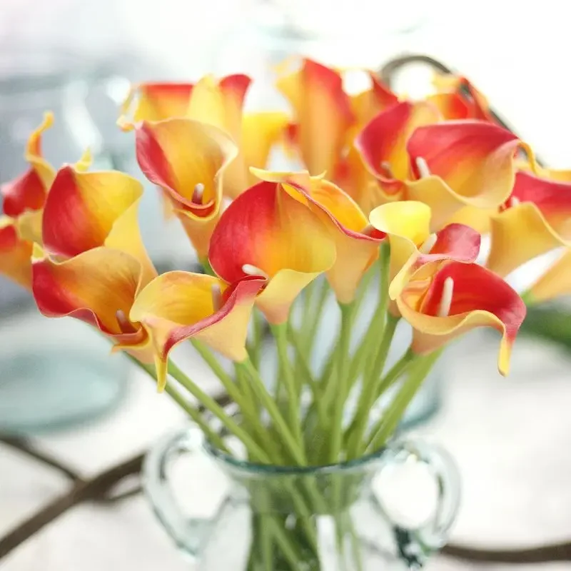 bouquets de fleurs de lys calla en pu, décoration d'automne pour la maison, plantes artificielles, fausses fleurs artificielles, décoration de mariage bouquets de fleurs de lys calla en pu, décoration d'automne pour la maison, plantes artificielles, fausses fleurs artificielles, décoration de mariage